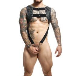 MOB Eroticwear Harnais Top Cockring Dngeon Gris